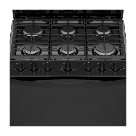 Whirlpool Estufa a Gas de Acero Inoxidable | Quemador Super | Ever Clean | Plancha | 30" | 6 Quemadores | Negro