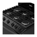 Whirlpool Estufa a Gas de Acero Inoxidable | Quemador Super | Ever Clean | Plancha | 30" | 6 Quemadores | Negro