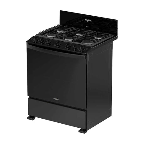 Whirlpool Estufa a Gas de Acero Inoxidable | Quemador Super | Ever Clean | Plancha | 30" | 6 Quemadores | Negro