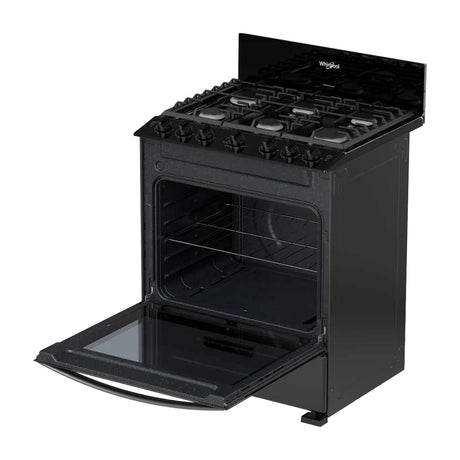 Whirlpool Estufa a Gas de Acero Inoxidable | Quemador Super | Ever Clean | Plancha | 30" | 6 Quemadores | Negro