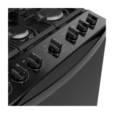Whirlpool Estufa a Gas de Acero Inoxidable | Quemador Super | Ever Clean | Plancha | 30" | 6 Quemadores | Negro