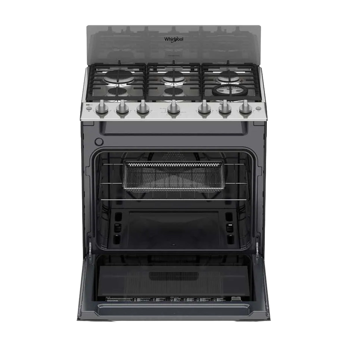 Whirlpool Estufa a Gas de Acero Inoxidable | Convección | Xpert Flamma | Xpert Air Fry | Xpert Air Bake | Tipo Espejo | 30" | 6 Quemadores