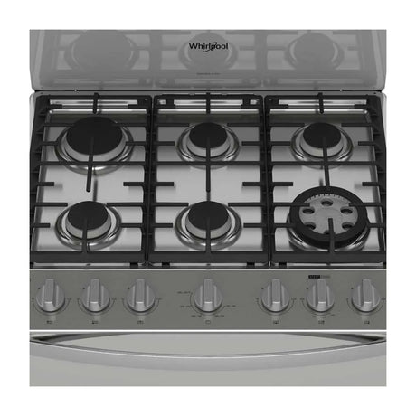 Whirlpool Estufa a Gas de Acero Inoxidable | Convección | Xpert Flamma | Xpert Air Fry | Xpert Air Bake | Tipo Espejo | 30" | 6 Quemadores