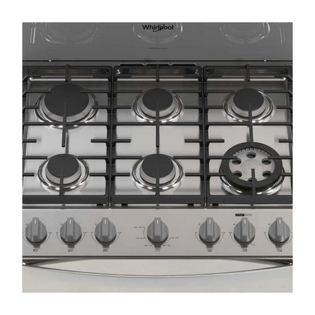 Whirlpool Estufa a Gas de Acero Inoxidable | Convección | Xpert Flamma | Xpert Air Fry | Xpert Air Bake | Tipo Espejo | 30" | 6 Quemadores
