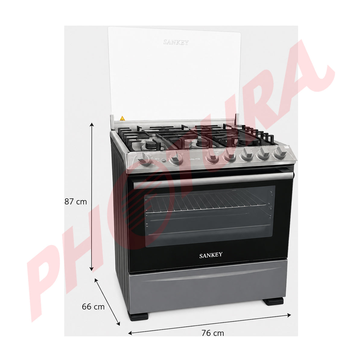 Sankey Estufa a Gas de Acero Inoxidable | Rostizador | Temporizador | Tapa | 30" | 5 Quemadores