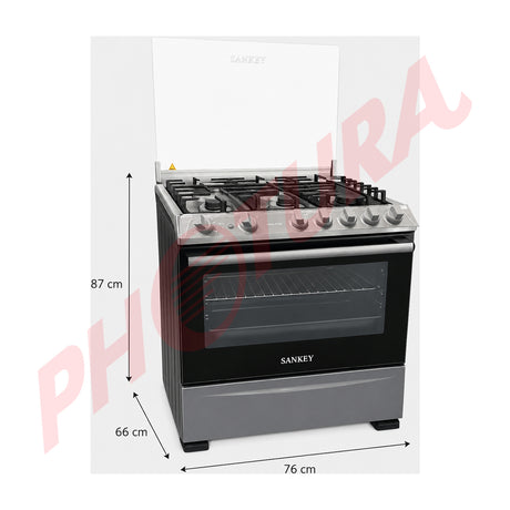 Sankey Estufa a Gas de Acero Inoxidable | Rostizador | Temporizador | Tapa | 30" | 5 Quemadores