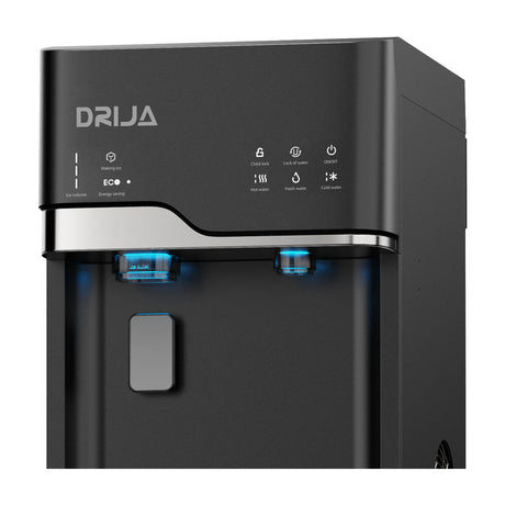 DRIJA Dispensador de Agua Fría/Caliente/Ambiente | Fabricador de hielo | Panel Táctil | Carga Inferior | Capacidad de 20L | Negro