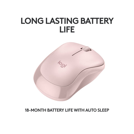 Logitech M240 Mouse Inalámbrico Silencioso | Bluetooth | Rosa