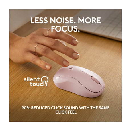 Logitech M240 Mouse Inalámbrico Silencioso | Bluetooth | Rosa