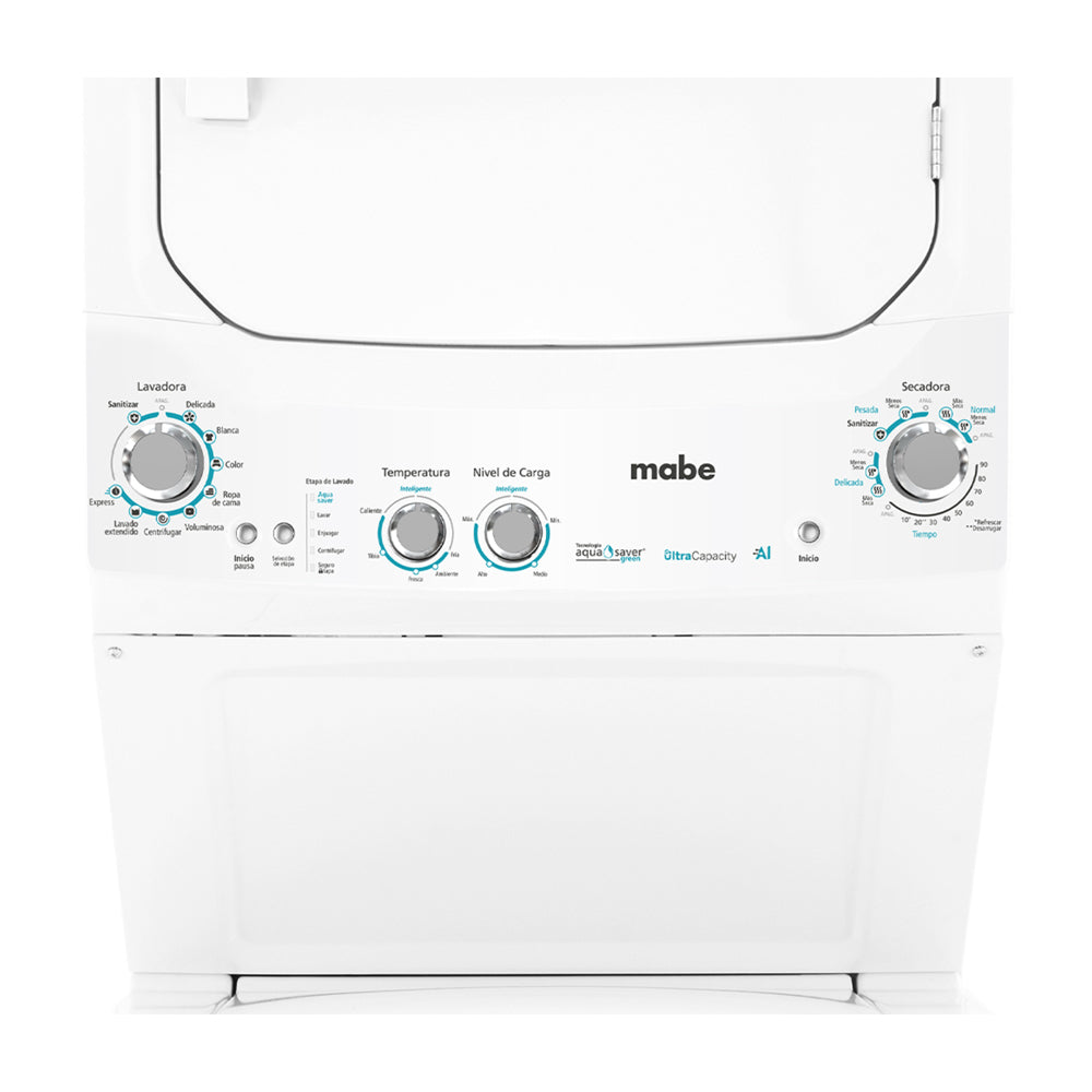 Mabe Centro de Lavado a Gas | AI | Infusor Aqua Energy | Aqua Saver Green | 24kg | Blanco