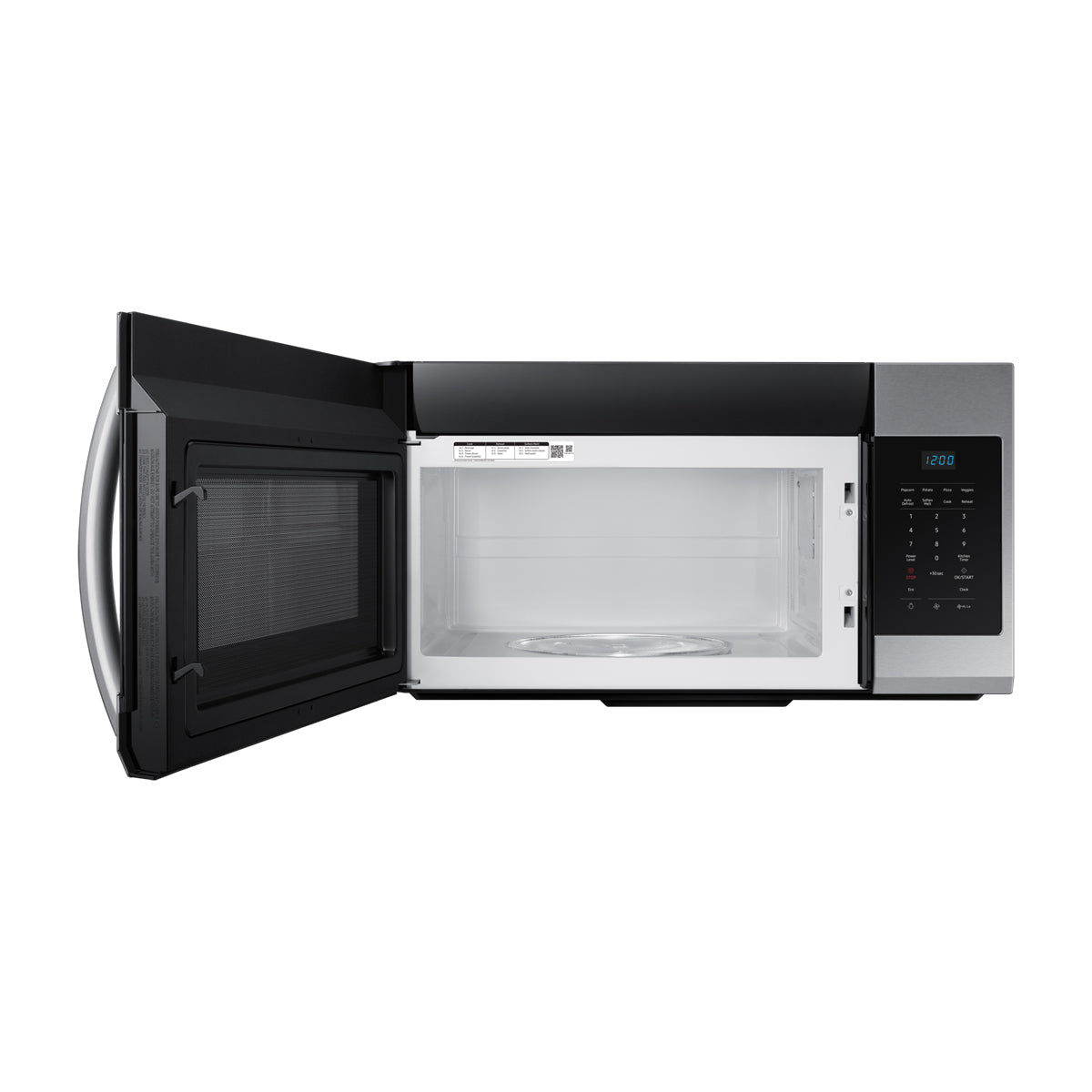 Samsung  Microondas Extractor OTR de 1000W | Auto Cook | Glass Touch Panel | Interior de Cerámica | 1.7p3 | Plateado