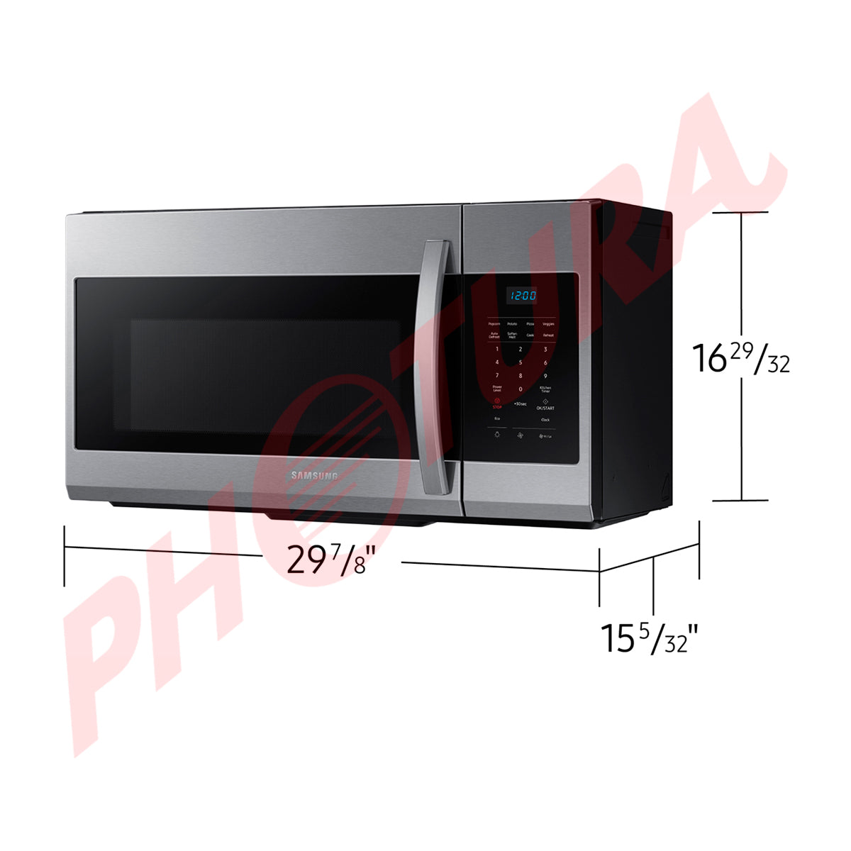 Samsung  Microondas Extractor OTR de 1000W | Auto Cook | Glass Touch Panel | Interior de Cerámica | 1.7p3 | Plateado