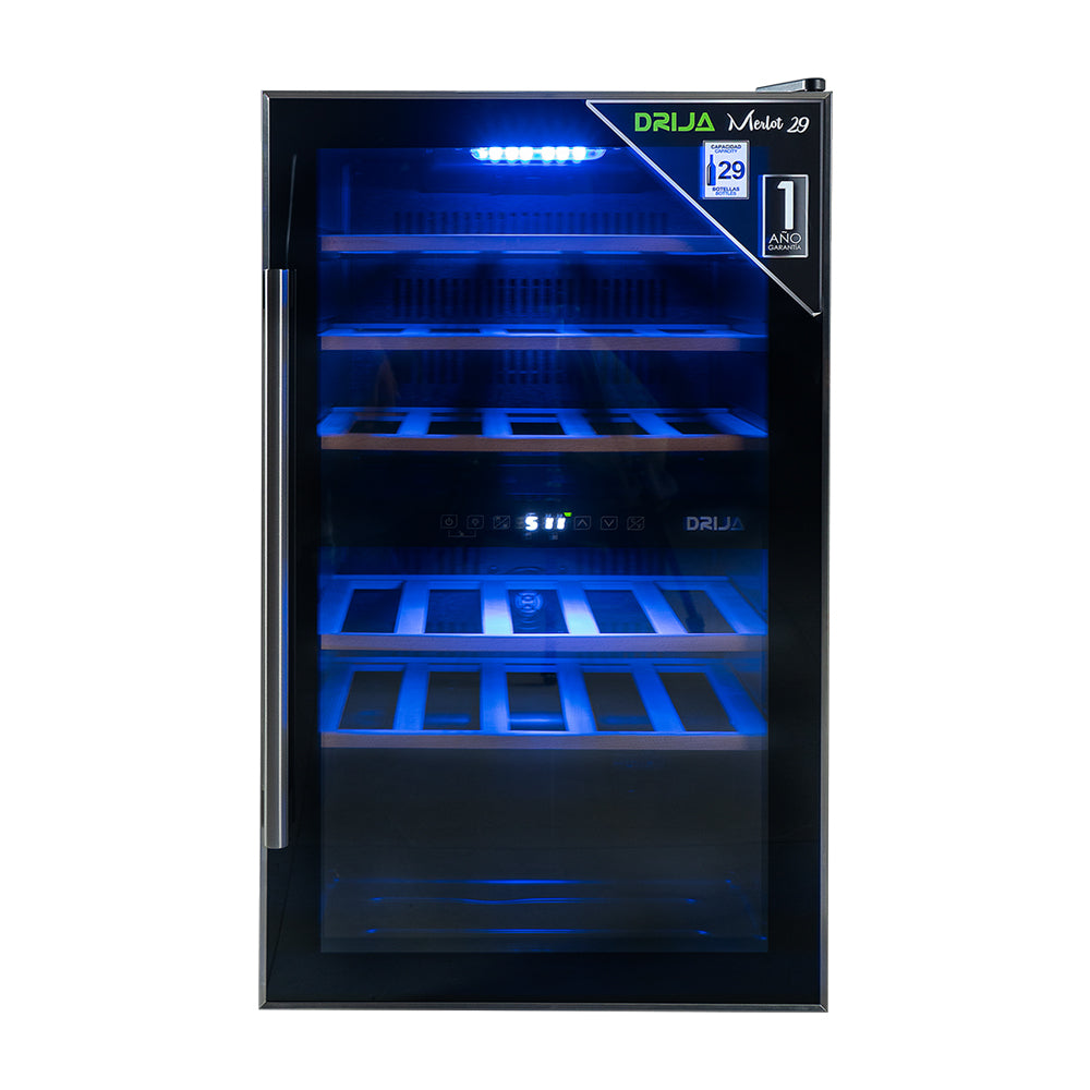 Drija Merlot 29 Vinera de Compresor de 29 Botellas | Rejillas de Madera Deslizables