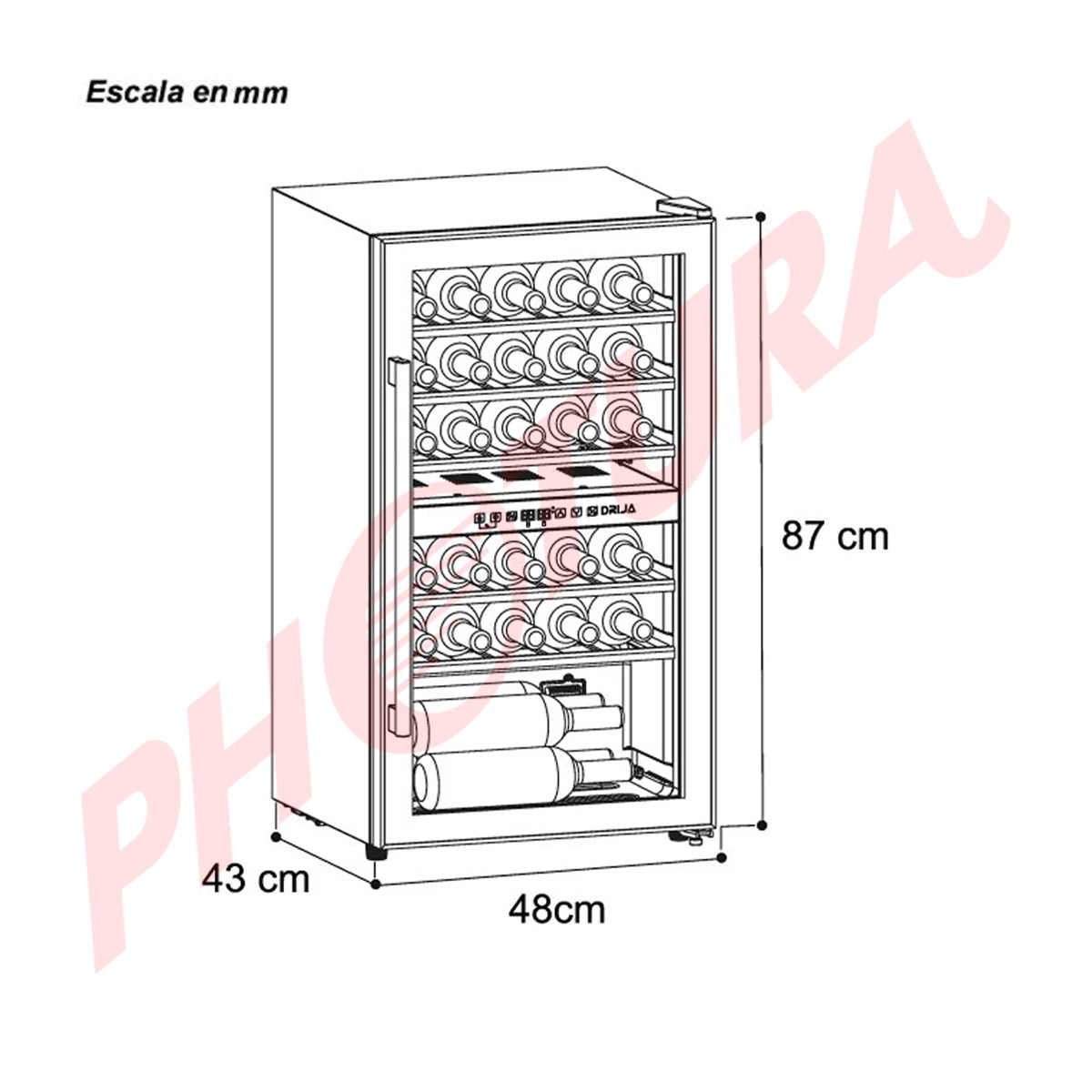 Drija Merlot 29 Vinera de Compresor de 29 Botellas | Rejillas de Madera Deslizables