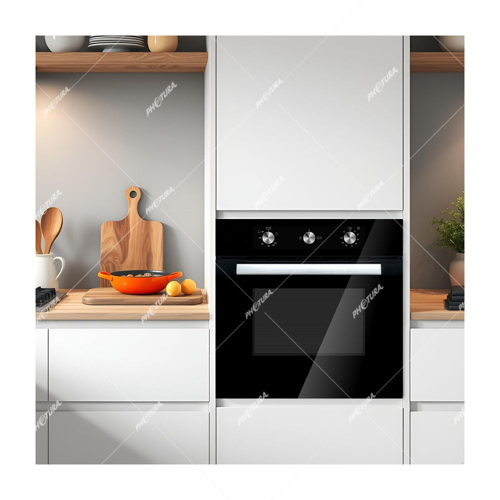 Sankey Horno Multifuncional Empotrable a Gas de 60cm | Puerta de Triple Vidrio | Rostizador | 65L | Negro