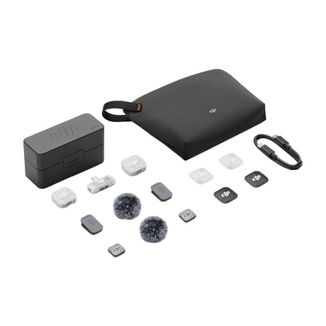DJI Mic Mini 2 Sistema de Micrófono Inalámbrico Doble Canal | 2 Transmisores | 1 Receptor Móvil | Para Cámaras Profesionales, Smartphones, Tablets y Computadoras | Cubierta Magnética Intercambiable