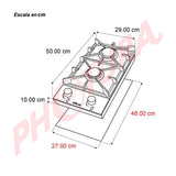 Drija Milan 30 Estufa Empotrable a Gas de Acero Inoxidable | 2 Quemadores | 2 Válvulas de Seguridad