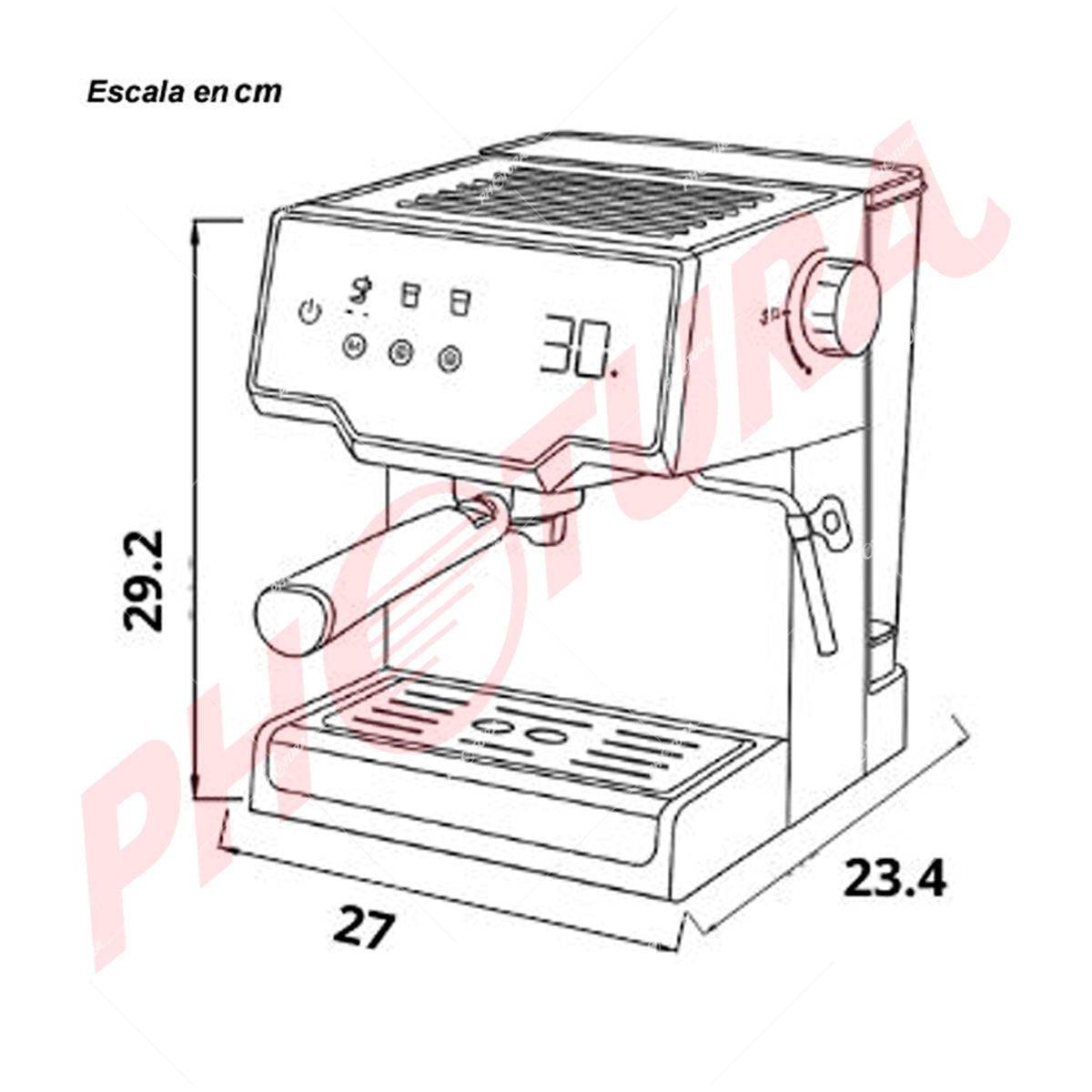 DRIJA Mocca Cafetera de 8 Tazas | Espresso y Capuccino | 15 - 20 Bares | Panel Digital | Sistema Espumador | Negro