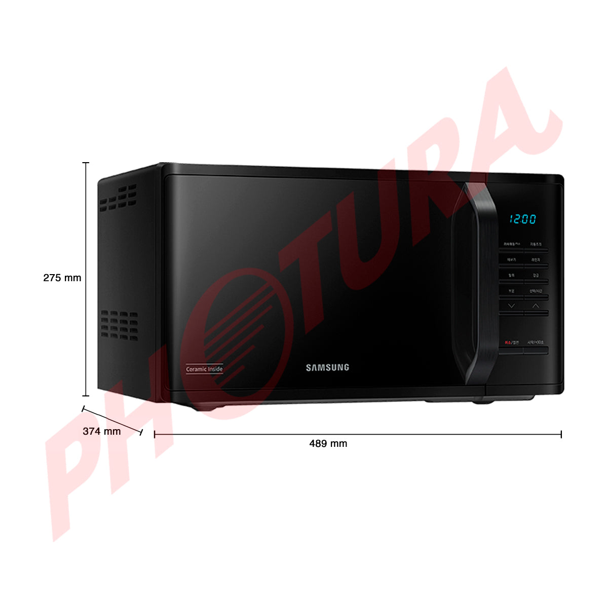 Samsung Microondas de 800W | Interior de Cerámica | Modo Eco | 0.8p3 | Negro