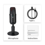 Micrófono Gaming de Condensador | Plug & Play | Botón Mute | Control de Volumen | Negro