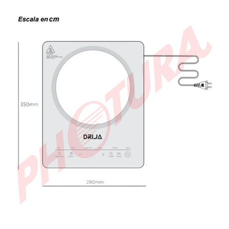 DRIJA Múnich 28 Induktion Estufa de Mesa Eléctrica de Vitrocerámica | 1 Quemadores | Control Táctil