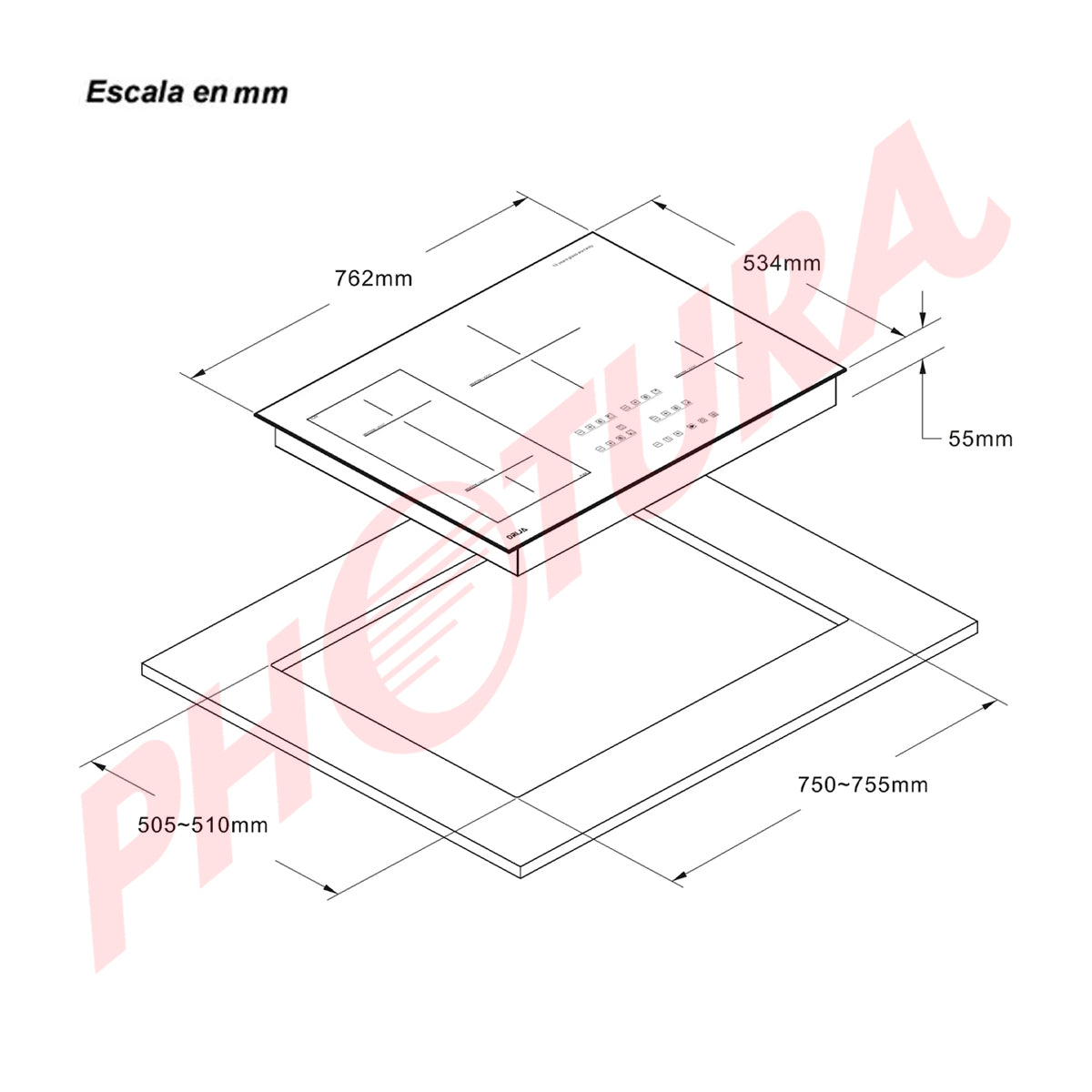 Drija Múnich 76 Induktion Estufa Empotrable Eléctrica de Vitrocerámica | 4 Quemadores | Control Táctil
