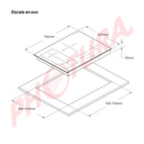 Drija Múnich 76 Induktion Estufa Empotrable Eléctrica de Vitrocerámica | 4 Quemadores | Control Táctil