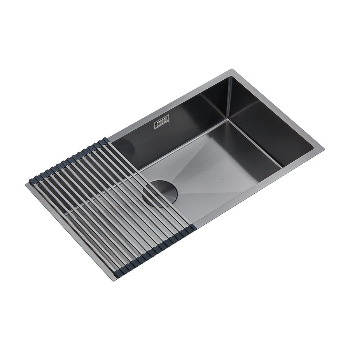 DRIJA Murano 76 Fregador Moderno de Acero Inoxidable | Sistema Anti Reboso | Enjuagador de Vasos | Dispensador de Jabón