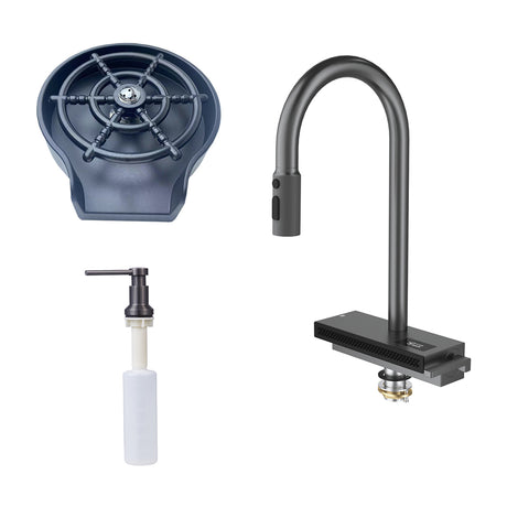 DRIJA Murano 84 Fregador Moderno de Acero Inoxidable | Sistema Anti Reboso | Enjuagador de Vasos | Dispensador de Jabón