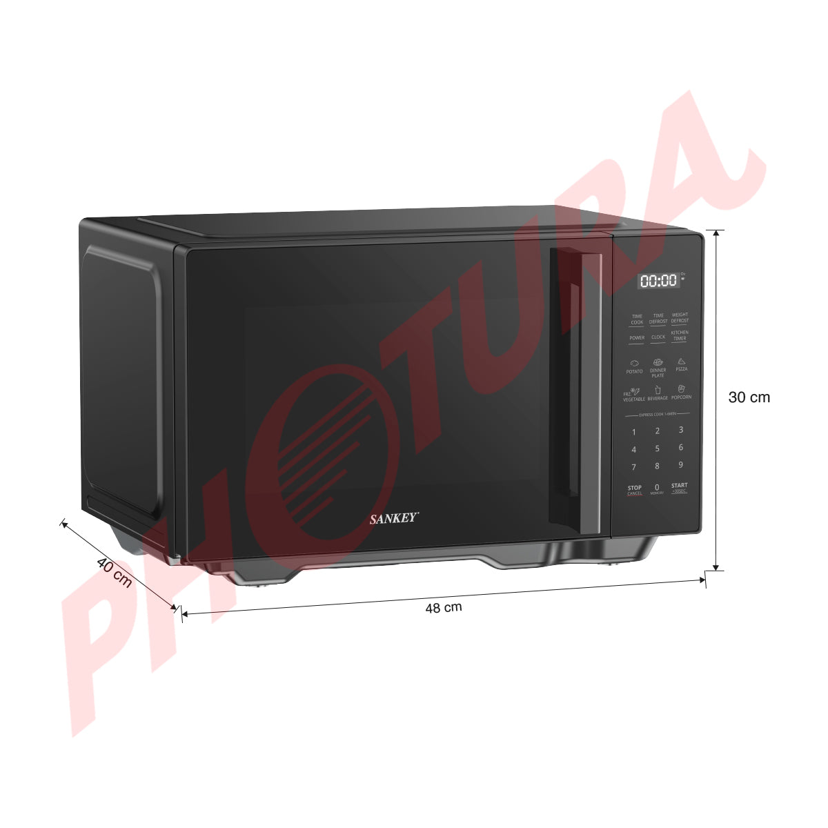 Sankey Microondas de 800W | Cavidad Plana | 0.7p3 | Negro