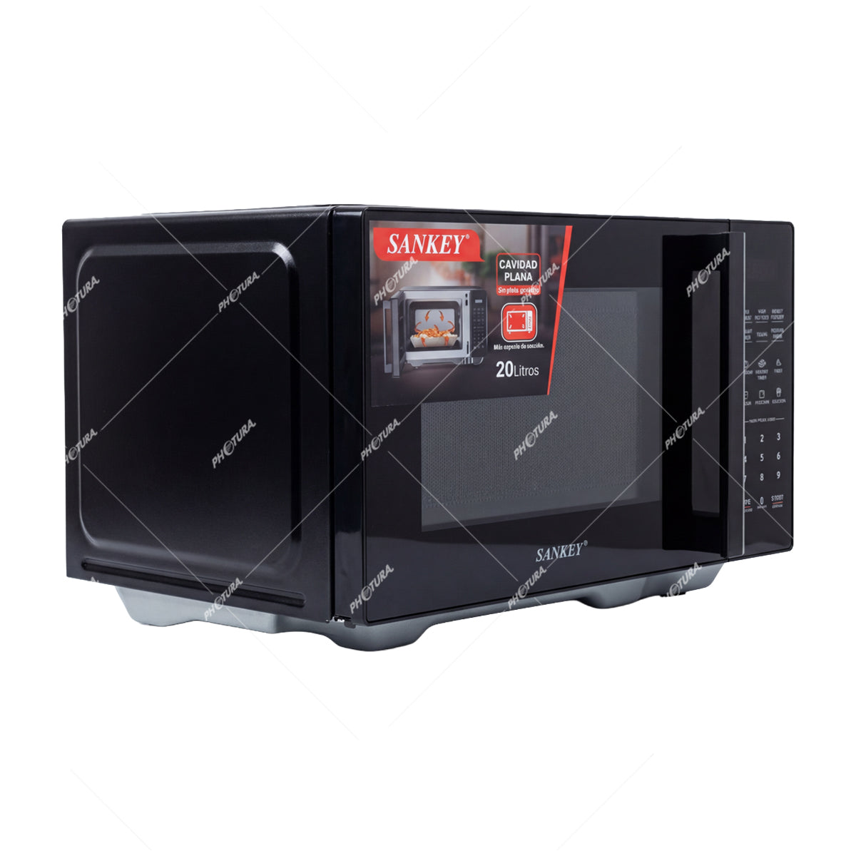 Sankey Microondas de 800W | Cavidad Plana | 0.7p3 | Negro