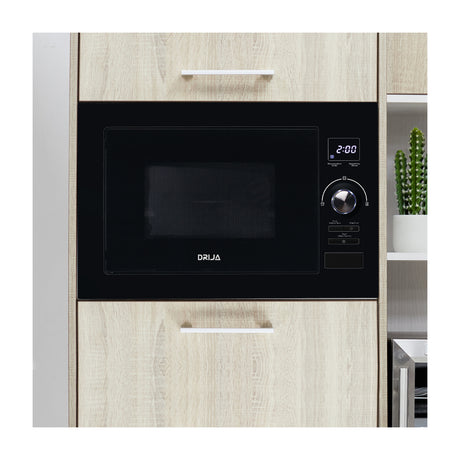 DRIJA Napoli 25L Black Microondas Empotrable de 900W | 0.9p3 | Cocción Grill | Sistema de Bloqueo Infantil