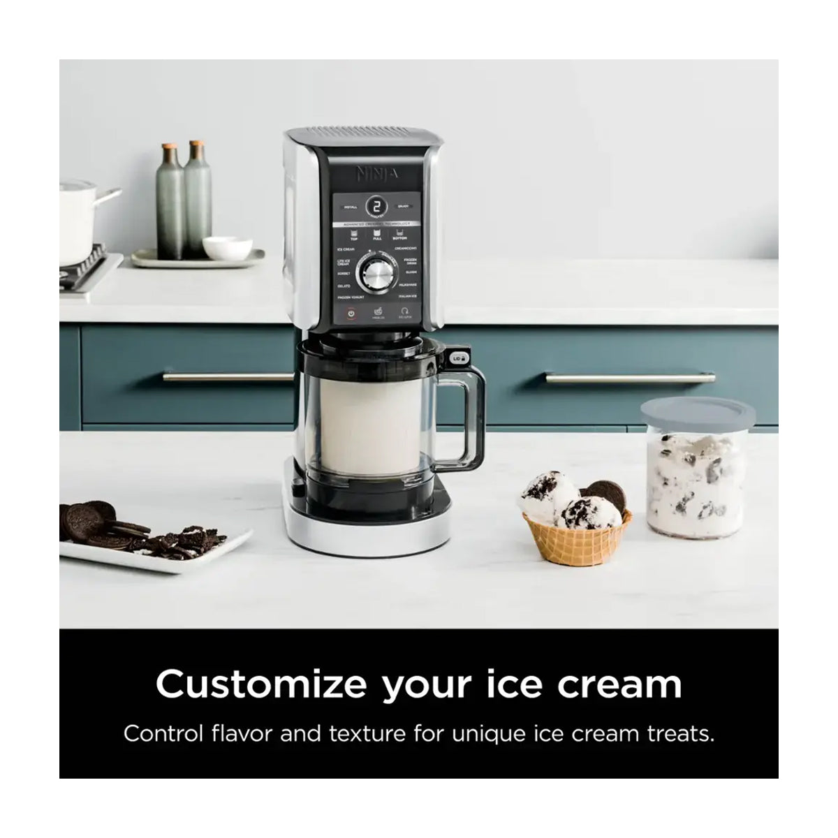 Ninja Creami XL Deluxe Máquina para hacer Helado 11-en-1 | Tecnología Creamify | Dual Processing | Negro Plateado