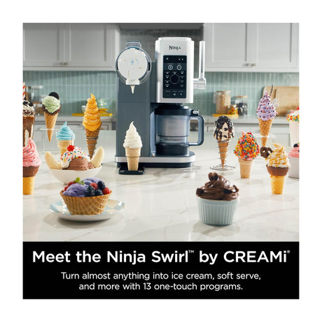 Ninja Swirl Creami Máquina para hacer Helado 13-en-1  | Tecnología Creamify | Tecnología CreamiFit | Plateado