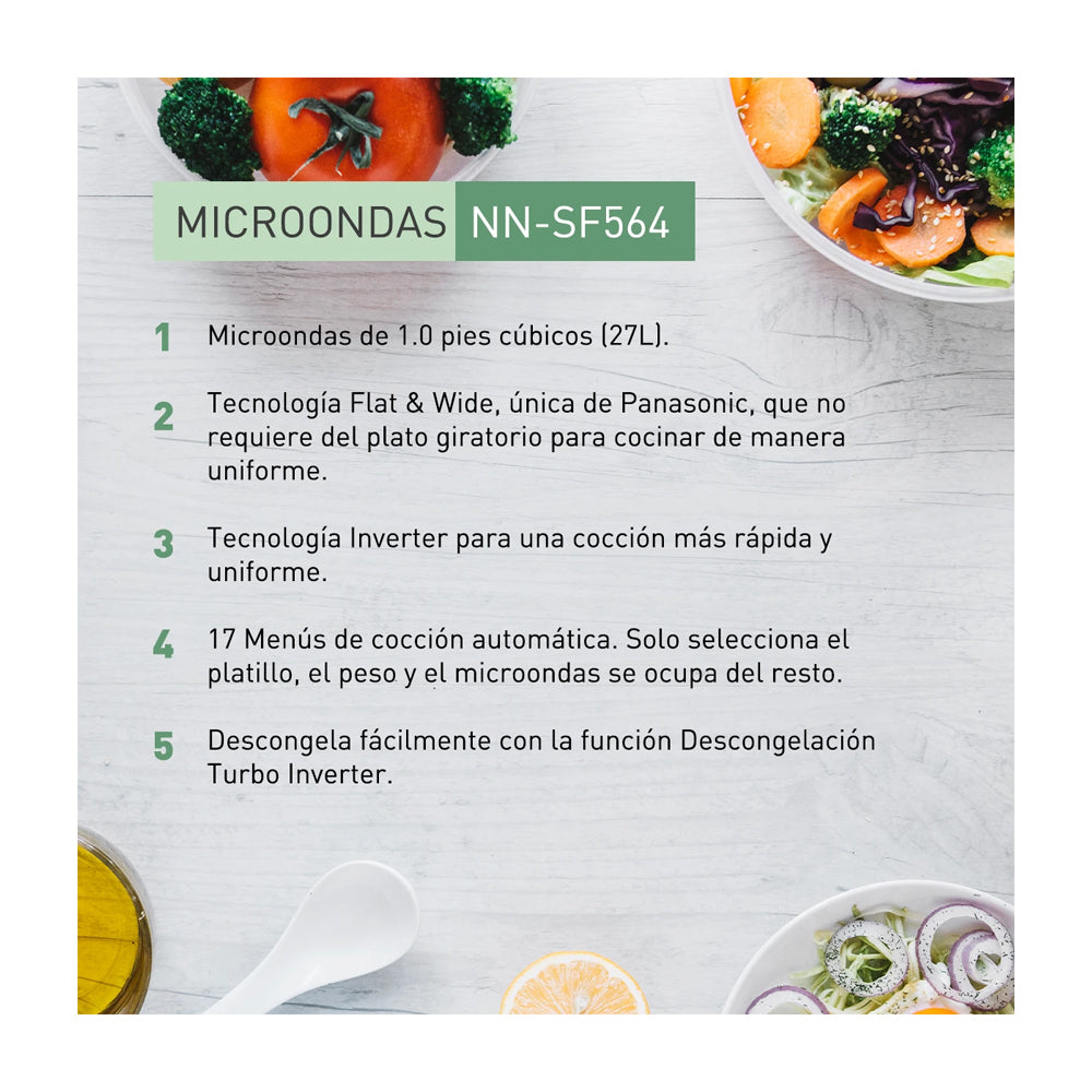 Panasonic Microondas Inverter de 1100W | Grill | 1p3 | Gris