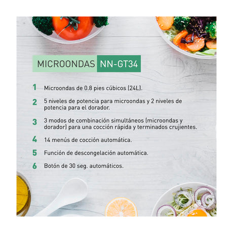 Panasonic Microondas de 900W | Grill | 0.8p3 | Negro