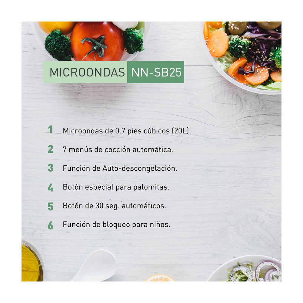 Panasonic NN-SB25JBRUH Microondas de 700W | 0.7p3 | Negro - Photura