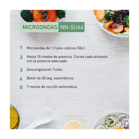 Panasonic Microondas de 1100W | 1.3p3 | Plateado