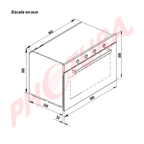 DRIJA Norteamérica 90 Horno Multifuncional Empotrable a Gas | Puerta de Triple Vidrio | Doble Convección | 250°C