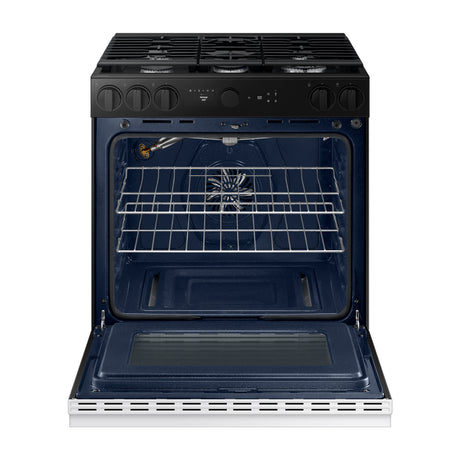 Samsung BESPOKE Estufa a Gas de Acero Inoxidable | WiFi Smart | 6p3 | Air Sous Vide | True Convection | Panel Digital | Plancha | 30" | 5 Quemadores | Clean White