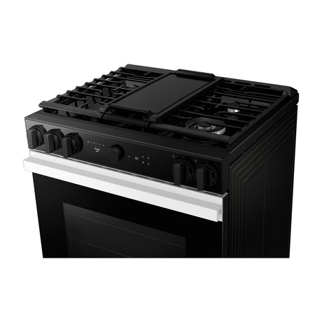 Samsung BESPOKE Estufa a Gas de Acero Inoxidable | WiFi Smart | 6p3 | Air Sous Vide | True Convection | Panel Digital | Plancha | 30" | 5 Quemadores | Clean White
