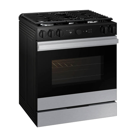 Samsung BESPOKE Estufa a Gas de Acero Inoxidable | WiFi Smart | 6p3 | Air Sous Vide | True Convection | Panel Digital | Plancha | 30" | 5 Quemadores
