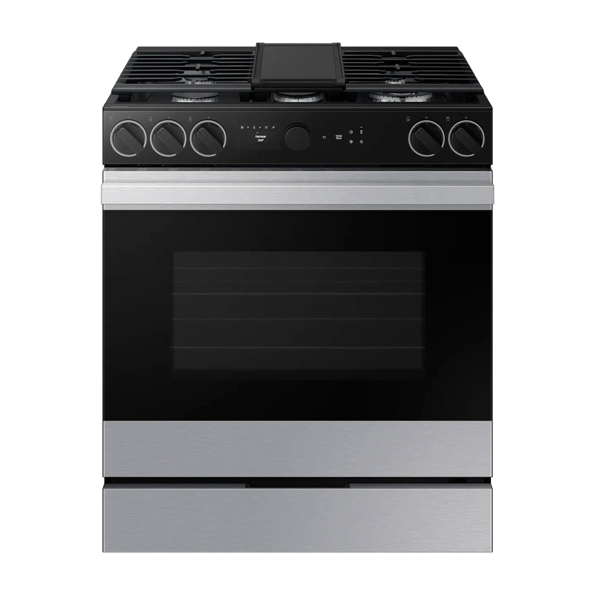 Samsung BESPOKE Estufa a Gas de Acero Inoxidable | WiFi Smart | 6p3 | Air Sous Vide | True Convection | Panel Digital | Plancha | 30" | 5 Quemadores