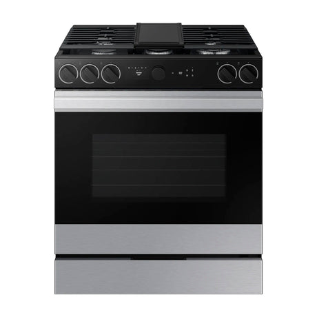 Samsung BESPOKE Estufa a Gas de Acero Inoxidable | WiFi Smart | 6p3 | Air Sous Vide | True Convection | Panel Digital | Plancha | 30" | 5 Quemadores