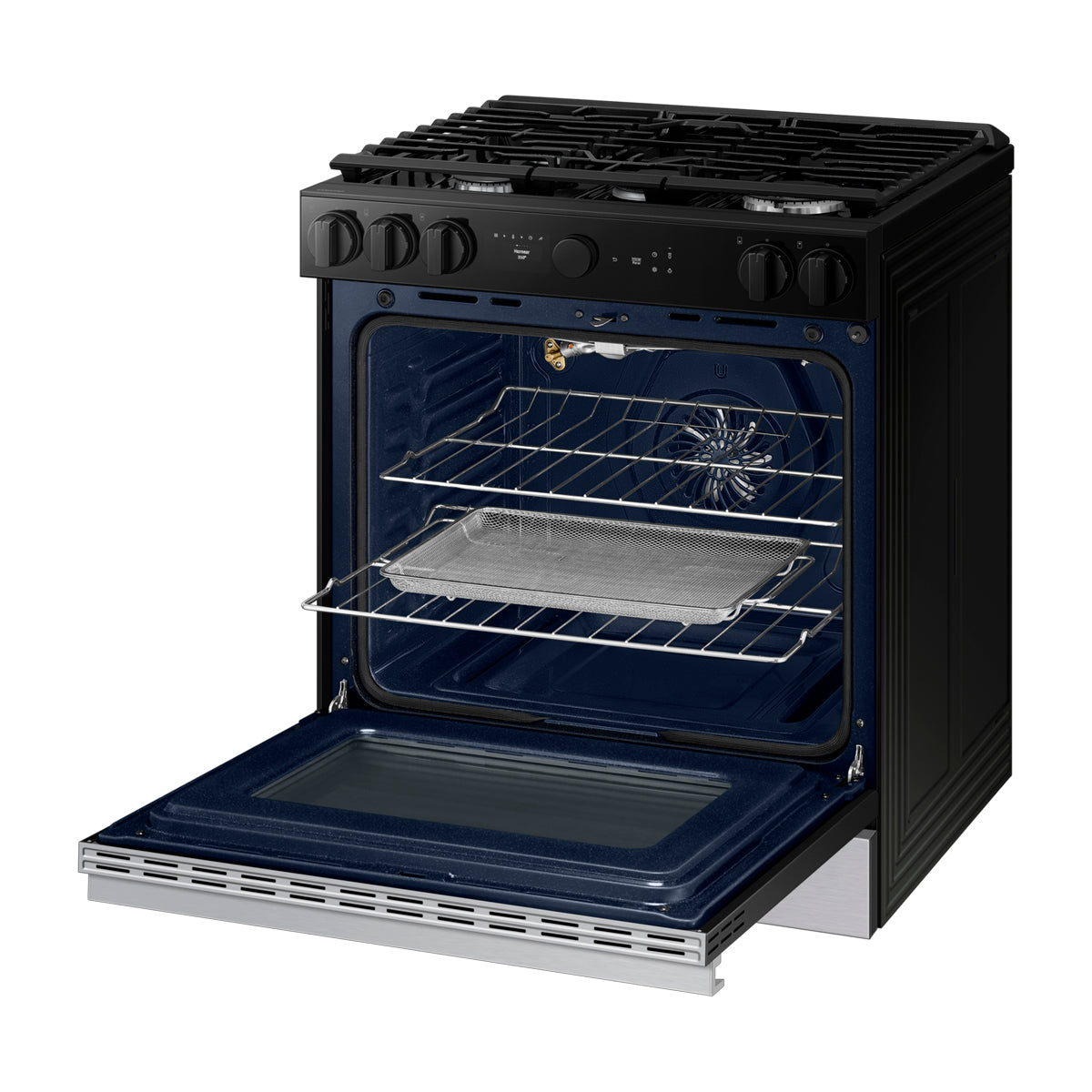 Samsung BESPOKE Estufa a Gas de Acero Inoxidable | WiFi Smart | 6p3 | Air Sous Vide | True Convection | Panel Digital | Plancha | 30" | 5 Quemadores