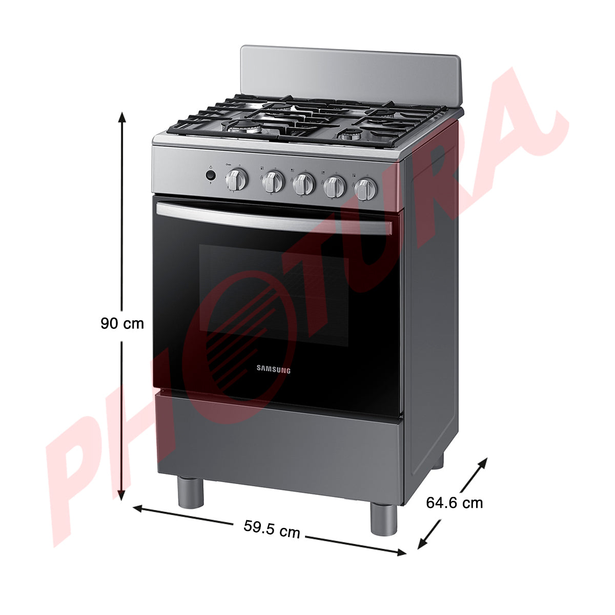 Samsung Estufa a Gas de Acero Inoxidable | Quemador Rápido | Easy Clean | Capacidad de 2.5p3 | 24" | 4 Quemadores