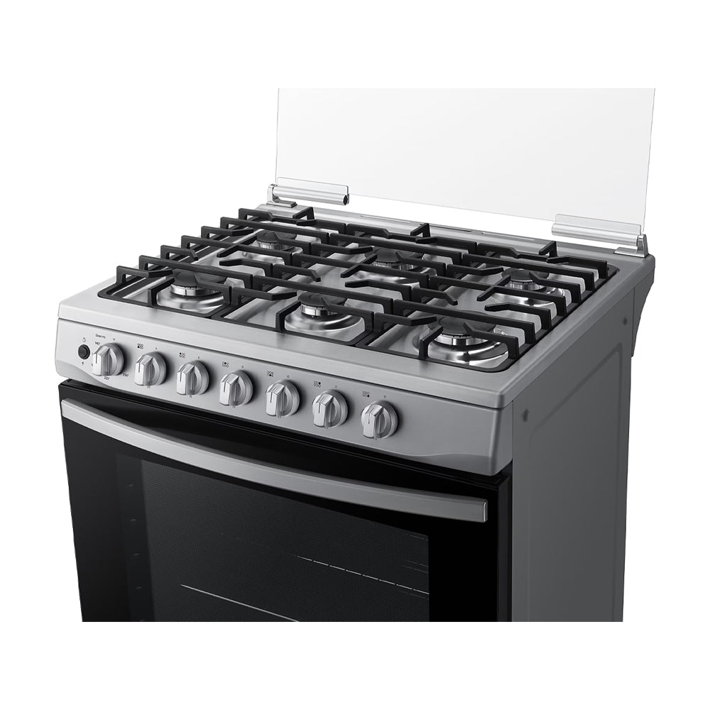 Samsung Estufa a Gas de Acero Inoxidable | Quemador Rápido | Easy Clean | Capacidad de 5.2p3 | Tapa | 30" | 6 Quemadores