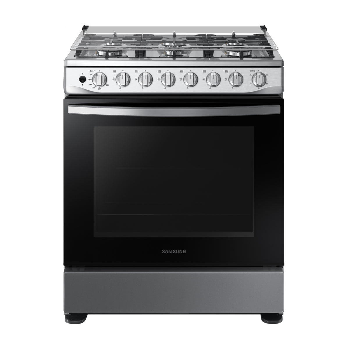 Samsung Estufa a Gas de Acero Inoxidable | Quemador Rápido | Easy Clean | Capacidad de 5.2p3 | Tapa | Plancha | 30" | 6 Quemadores