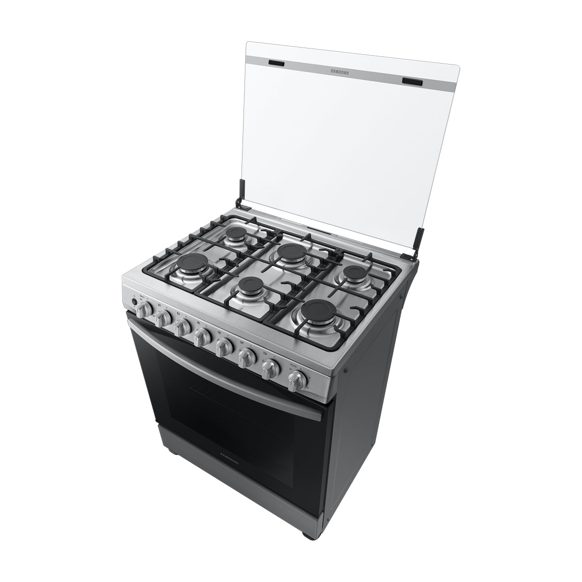 Samsung Estufa a Gas de Acero Inoxidable | Quemador Rápido | Easy Clean | Capacidad de 5.2p3 | Tapa | Plancha | 30" | 6 Quemadores