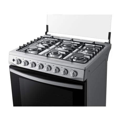 Samsung Estufa a Gas de Acero Inoxidable | Quemador Rápido | Easy Clean | Capacidad de 5.2p3 | Tapa | Plancha | 30" | 6 Quemadores